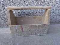 Ladă veche de dulgher, cufăr, casetofon, lemn