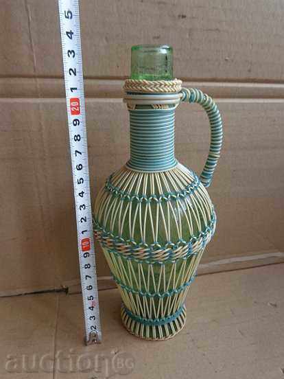 Old damajana with braid, bottle, glass, damajanka with price 39.00 BGN | € 19.94 Old damajana with braid, bottle, glass, damajanka with price 39.00 BGN | € 19.94