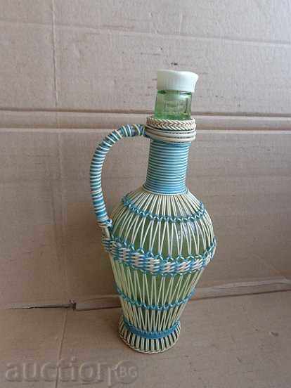 Old damajana with braid, bottle, glass, damajanka