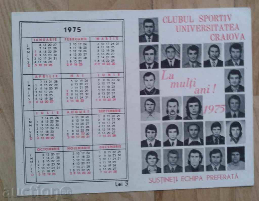 Футболен календар-програма Университатя Крайова Румъния 1975