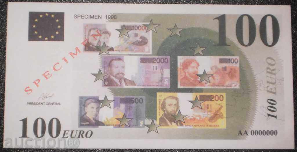 Banknote France ΔΕΙΓΜΑ 100 EURO 1998 UNC Σπάνιο τραπεζογραμμάτιο