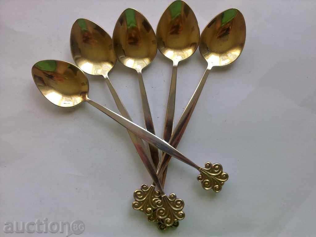5 pieces of gold - silver, teaspoonfuls