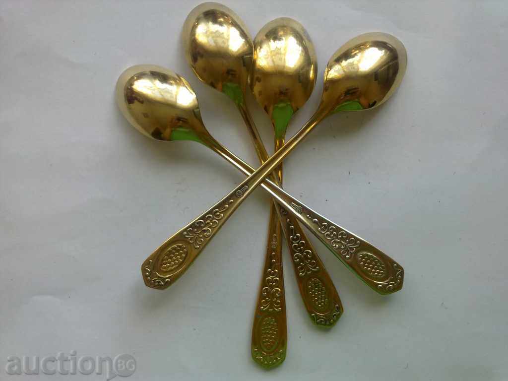 4 pcs of golden teaspoons with price 20.00 BGN | € 10.23 4 pcs of golden teaspoons with price 20.00 BGN | € 10.23