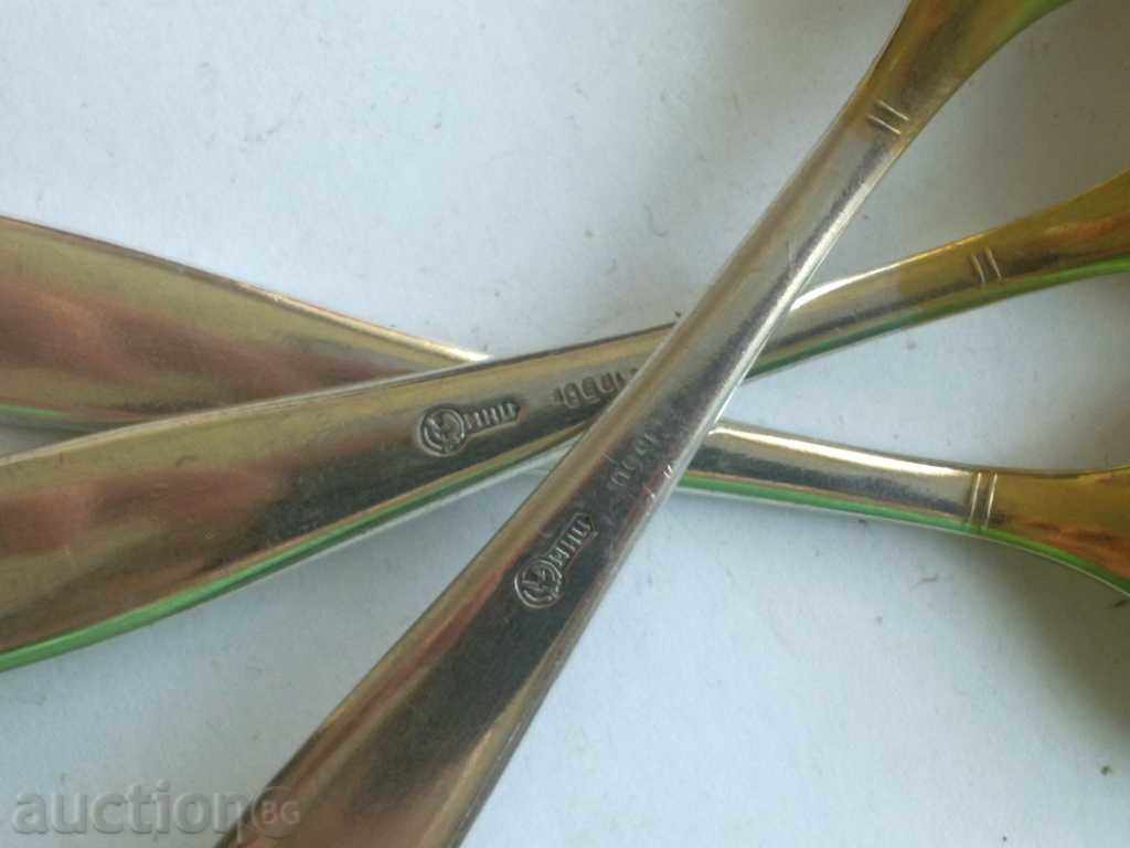 Auction 3 pcs of gold - silver, teaspoons Auction 3 pcs of gold - silver, teaspoons