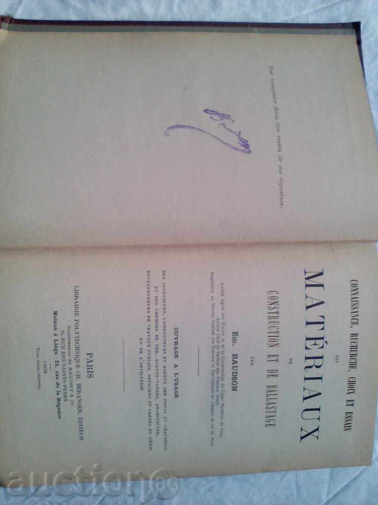 Delivery of MATERIAX DE CONSTRUCTION ET DE BALLASTAGE 1908 EM. BAUDSO