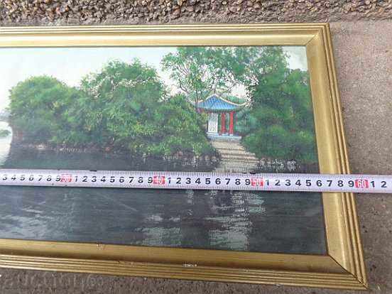 Auction Old picture framed silk Auction Old picture framed silk