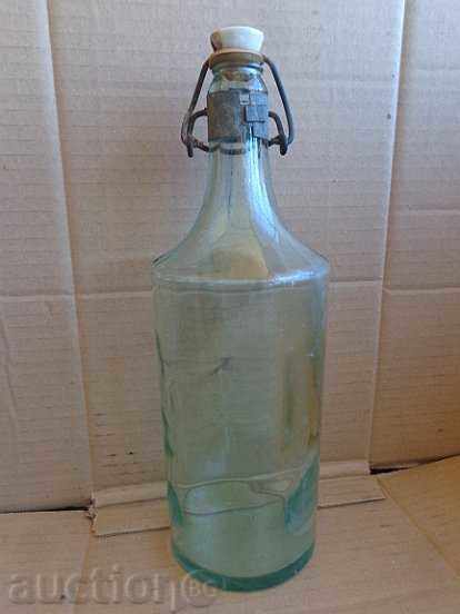 Стара бутилка от олио с тапа  шише стъкло 60-те години НРБ
