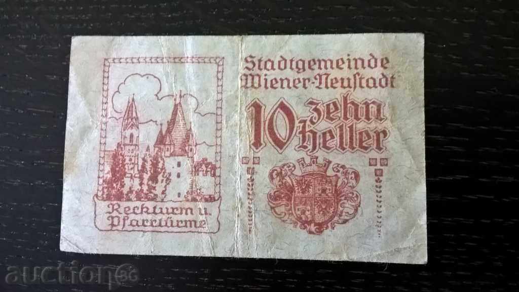 Bancnotă - Austria - 10 helleri | 1920 cu preț € 3.85 | 7.53 BGN Bancnotă - Austria - 10 helleri | 1920 cu preț € 3.85 | 7.53 BGN