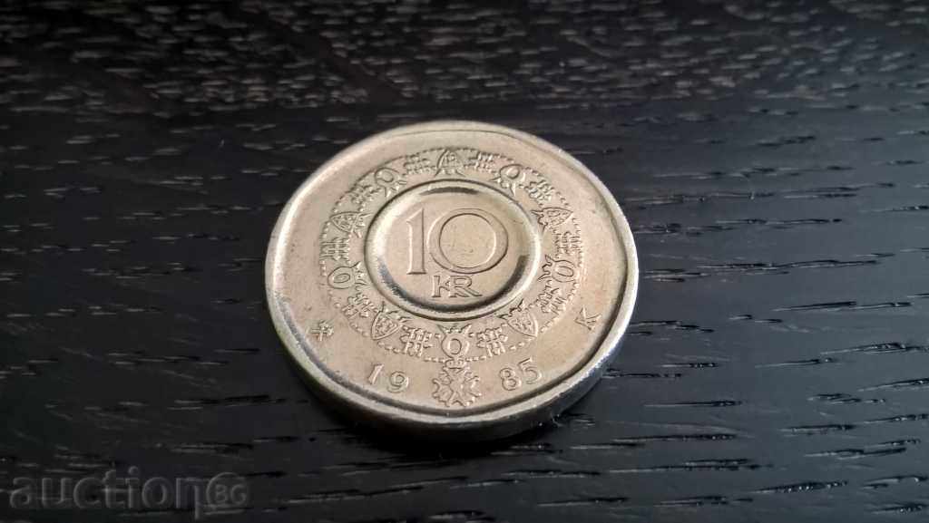 Монета - Норвегия - 10 крони | 1985г.
