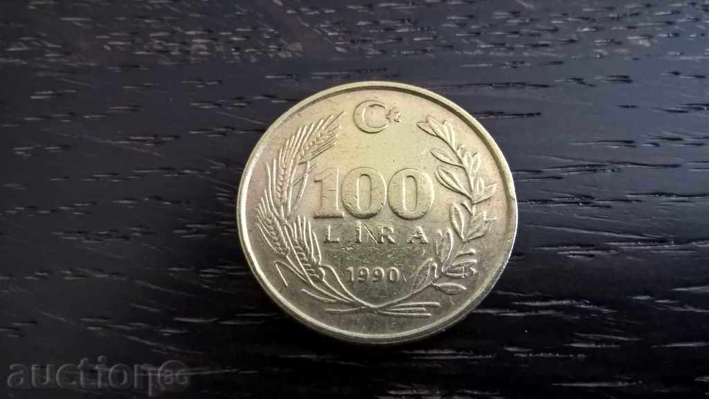 Монета - Турция - 100 лири | 1990г.