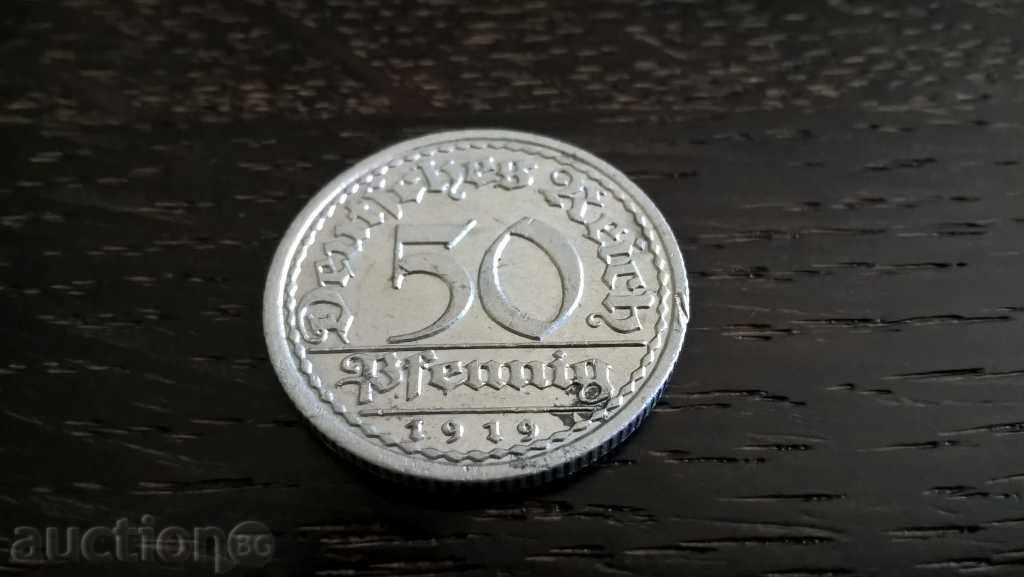Reich monede - Germania - 50 pfenigi | 1919. Serie A