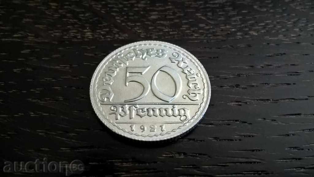 Reich monede - Germania - 50 pfenigi | 1921. seria D