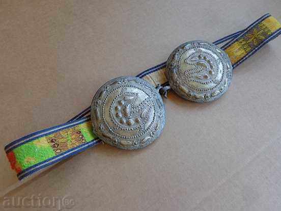 Renaissance silver bangs with belt, silver, buckle