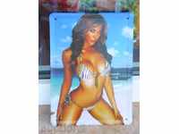 Metal placket erotic pussy swimsuit sexy sea beach