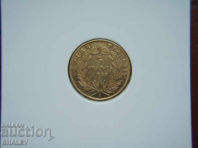 5 franci 1858 A Franța (5 franci Franța) - XF/AU (aur) 5 franci 1858 A Franța (5 franci Franța) - XF/AU (aur)
