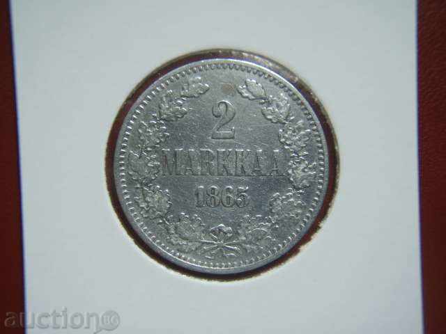 2 Markkaa 1865 Φινλανδία - VF+