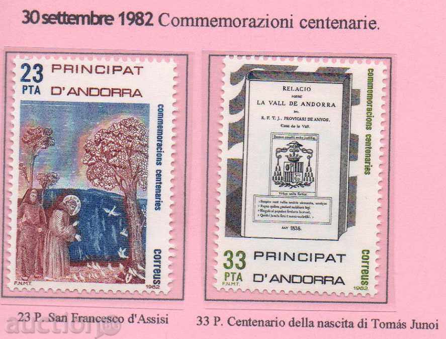 1982. Andorra - Spanish administration. Anniversaries. with price 0.90 BGN | € 0.46 1982. Andorra - Spanish administration. Anniversaries. with price 0.90 BGN | € 0.46