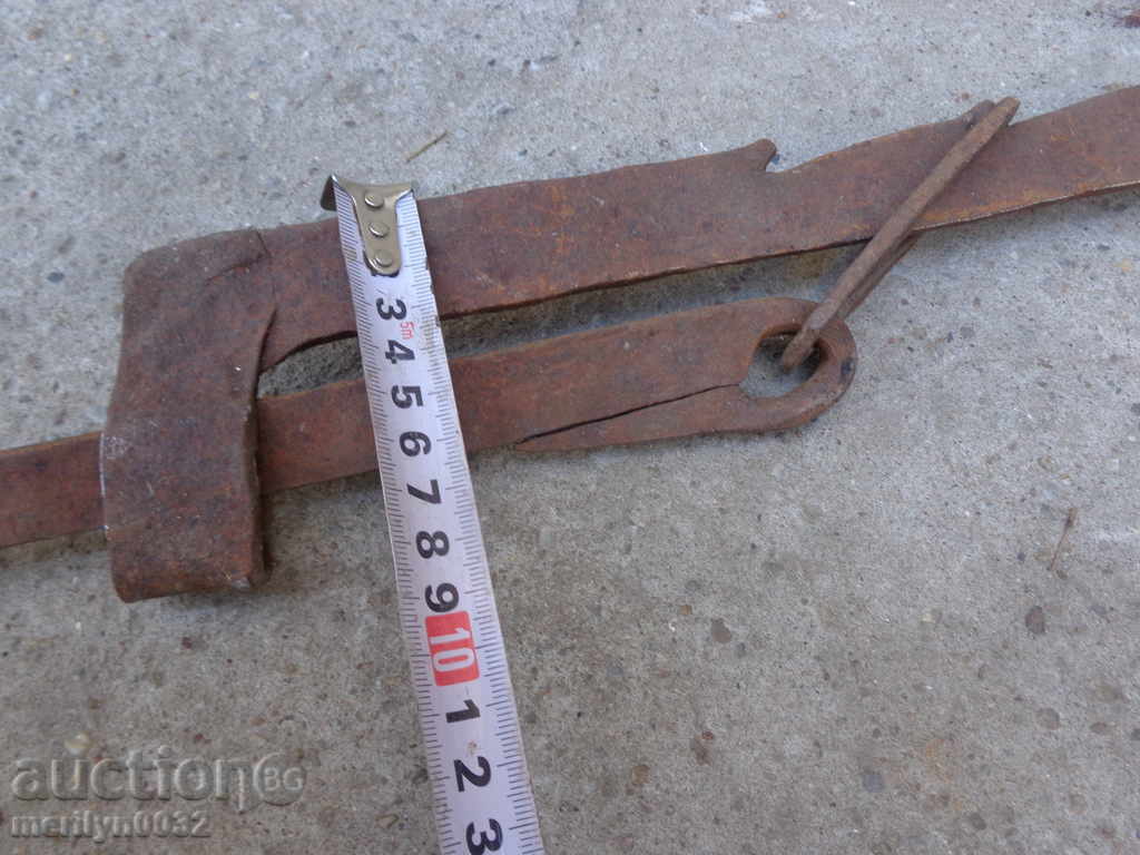 Auction  Old forged brace for hearth iron forged iron