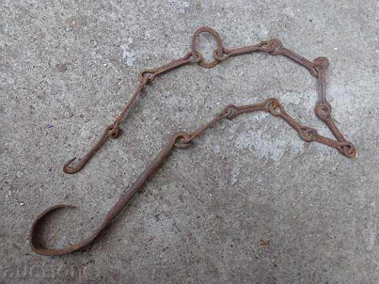 Delivery of Old forged chain with hook, hearth for hearth chain hook Delivery of Old forged chain with hook, hearth for hearth chain hook