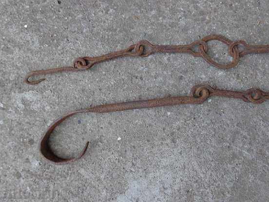 Old forged chain with hook, hearth for hearth chain hook - 5 Old forged chain with hook, hearth for hearth chain hook - 5