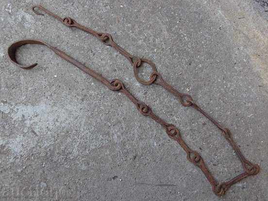 Old forged chain with hook, hearth for hearth chain hook - 7 Old forged chain with hook, hearth for hearth chain hook - 7