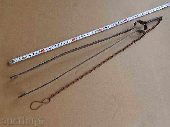 Auction  Old forged dilaf, mashine, wrought iron, chain