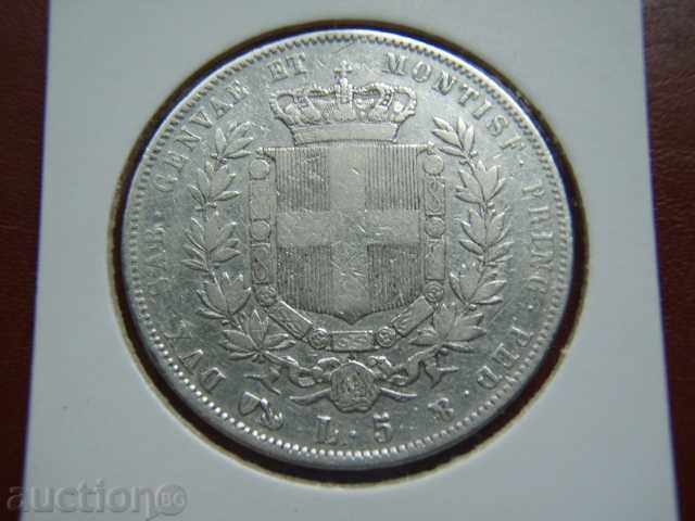 5 Lire 1852 Italia (Sardinia) / Sardinia, Italia - VF+