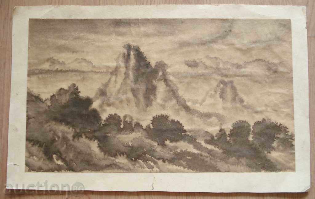 794 Autor necunoscut peisaj Munte acuarelă R.39 / 62 cm