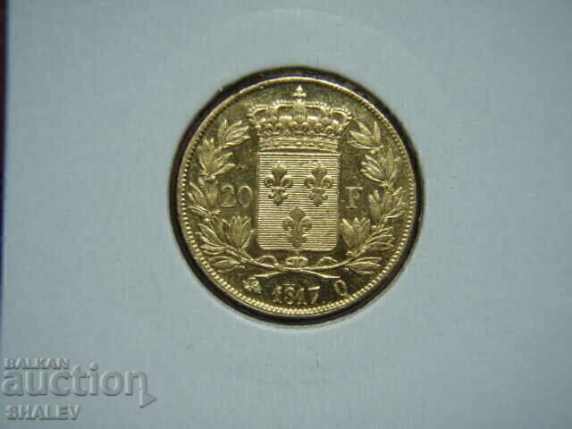 Licitație 20 franci 1817 Q Franța - AU+ (aur)