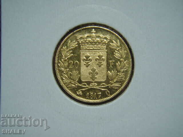 Livrarea 20 franci 1817 Q Franța - AU+ (aur)