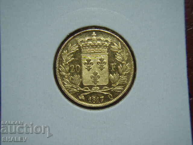 20 Francs 1817 Q France - AU+ (gold) 20 Francs 1817 Q France - AU+ (gold)