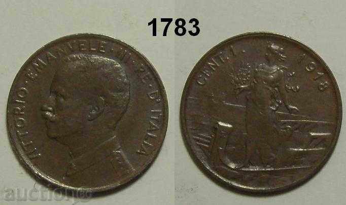 Италия 1 центесимо 1918 много рядка монета
