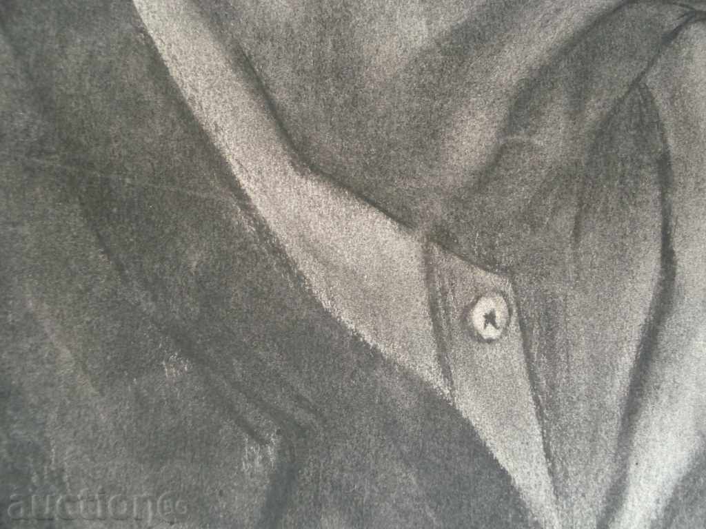 834 Vasil Zahariev portret om cărbune în vârstă R.49 / 39 cm cu preț 450.00 BGN | € 230.08