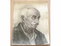 834 Васил Захариев портрет на Възрастен мъж въглен Р.49/39см