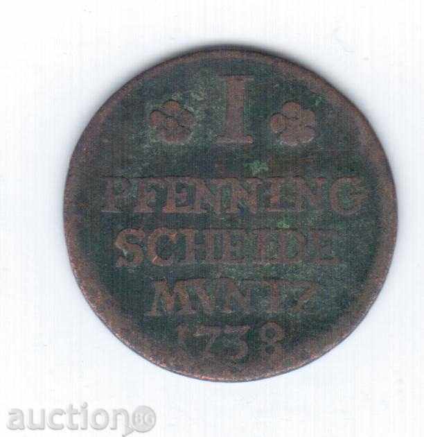 Germania 1 pfennig 1738 Braunshviyg