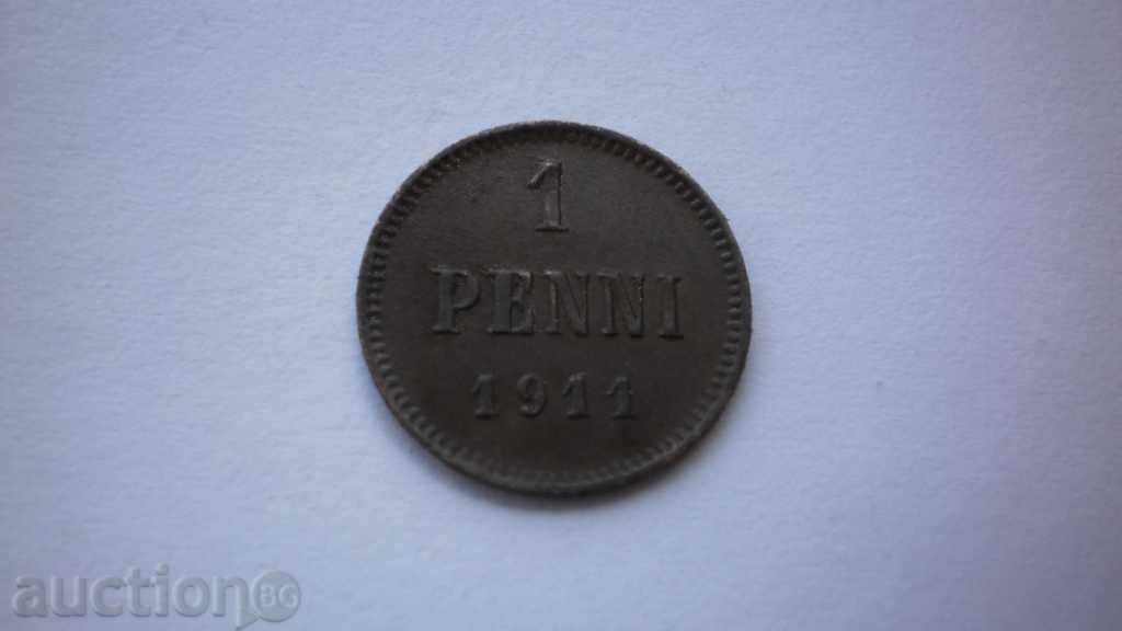 Russia - Nikolay II - Finland 1 Penny 1911 Rare Coin