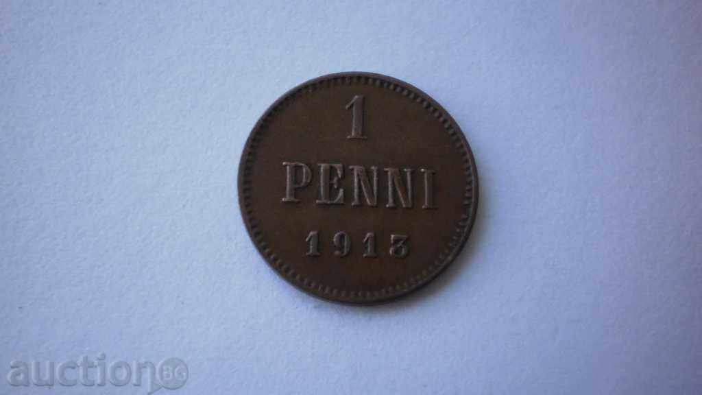 Russia - Nicolas II - Finland 1 Penny 1913 Rare Coin