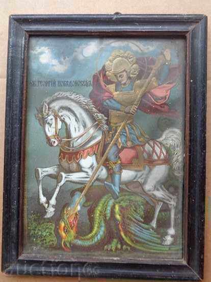Home icon, Renaissance lithography, St. George, cross