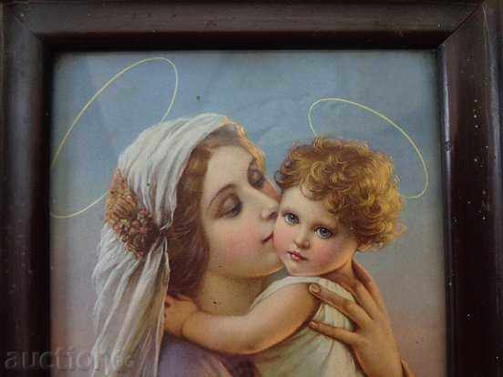 Acasă icon litografie vechi, Madonna și Copilului, Cross cu preț 79.00 BGN | € 40.39 Acasă icon litografie vechi, Madonna și Copilului, Cross cu preț 79.00 BGN | € 40.39