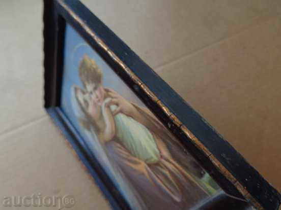 Acasă icon litografie vechi, Madonna și Copilului, Cross - 6 Acasă icon litografie vechi, Madonna și Copilului, Cross - 6