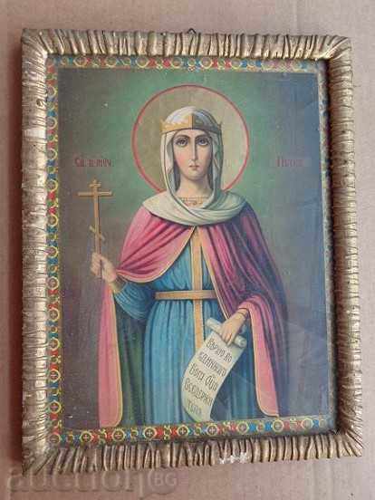 Домашна икона, стара литография, Света Петка, кръст с цена 89.00 лв. | € 45.50 Домашна икона, стара литография, Света Петка, кръст с цена 89.00 лв. | € 45.50