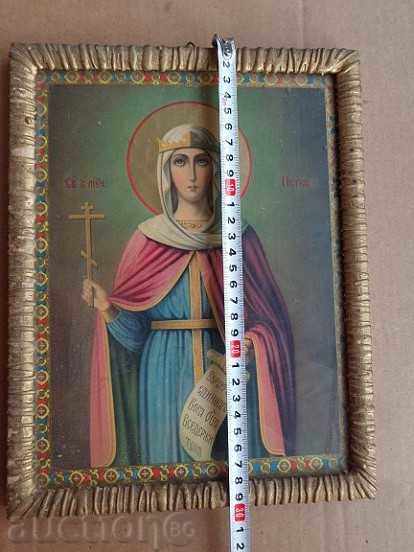 Аукцион Домашна икона, стара литография, Света Петка, кръст Аукцион Домашна икона, стара литография, Света Петка, кръст