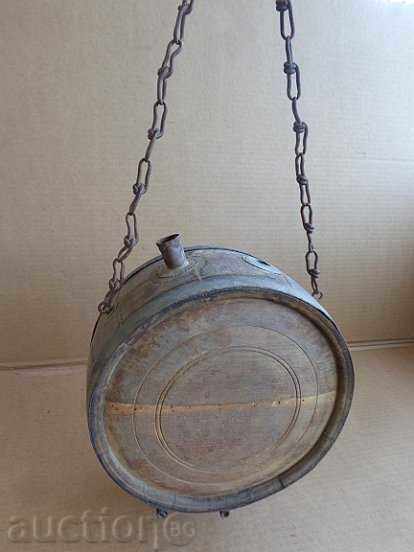 Old horse bucket, bucket, barrel, wooden, pavour