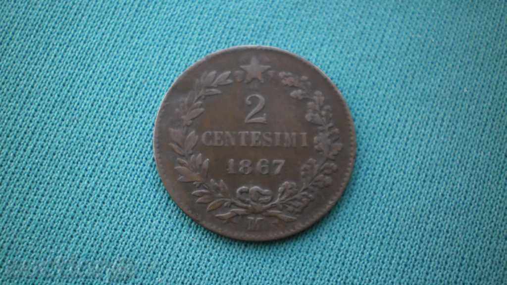 ITALY 2 SENTESIMO 1867 - ITALY-RARE