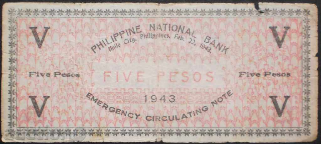 colecție de bancnote Filipine 5 Pesos 1943 RRR rare cu preț € 7.67 | 15.00 BGN