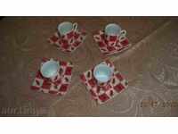 Υπηρεσία καφέ - 4 πορσελάνινα φλιτζάνια με πιατάκια