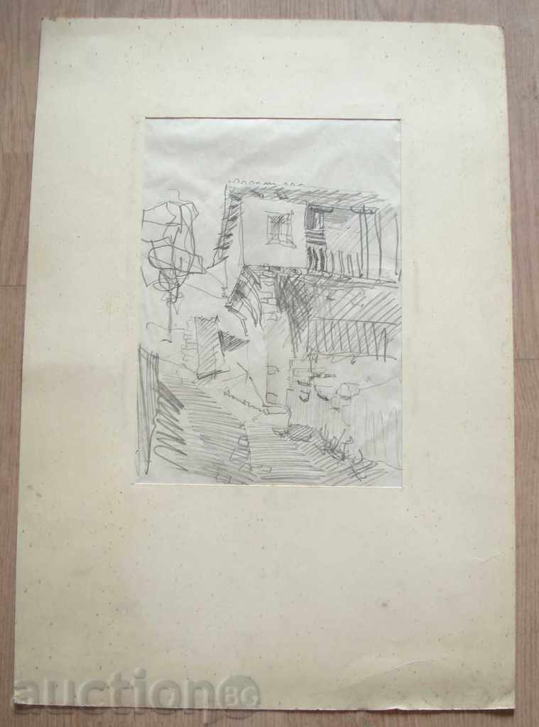 942 Unrecognized author Old house pencil P.50 / 35 cm