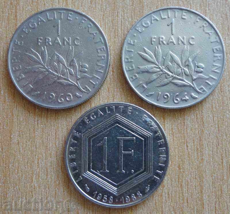 1 franc 1960, 1964, 1988 - France