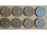 1 pfennig 1972, 1976, 1979, 1989, 1994, 1996 - Germany