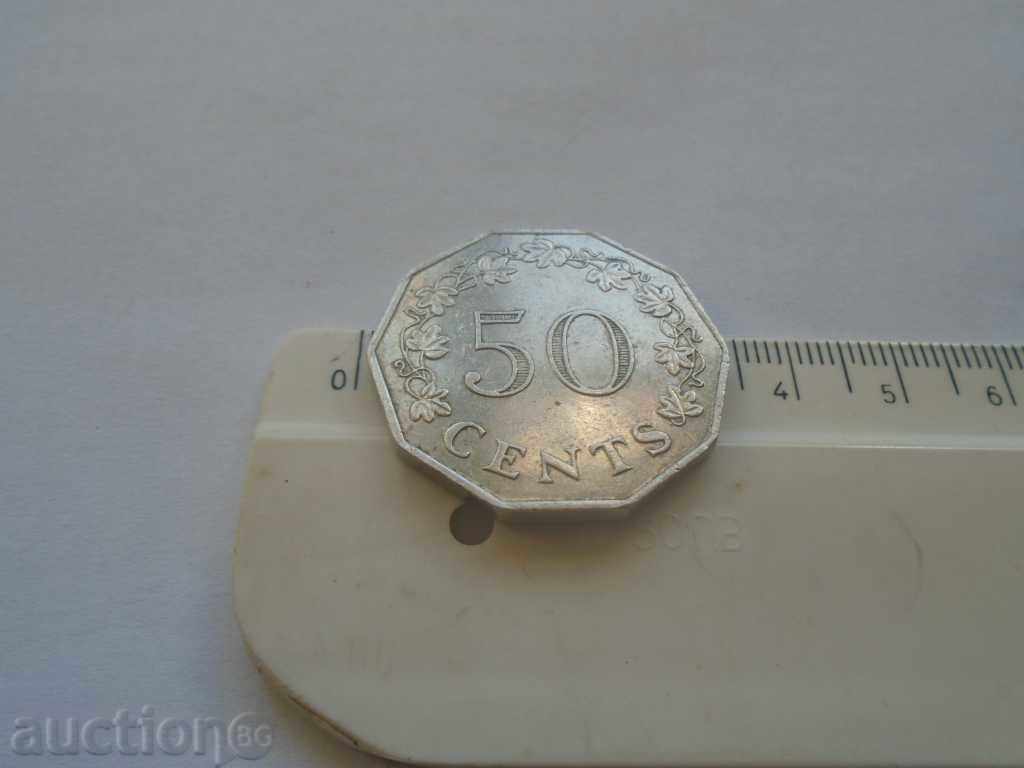 MALTA - 50 CENT 1972 - 5 MALTA - 50 CENT 1972 - 5